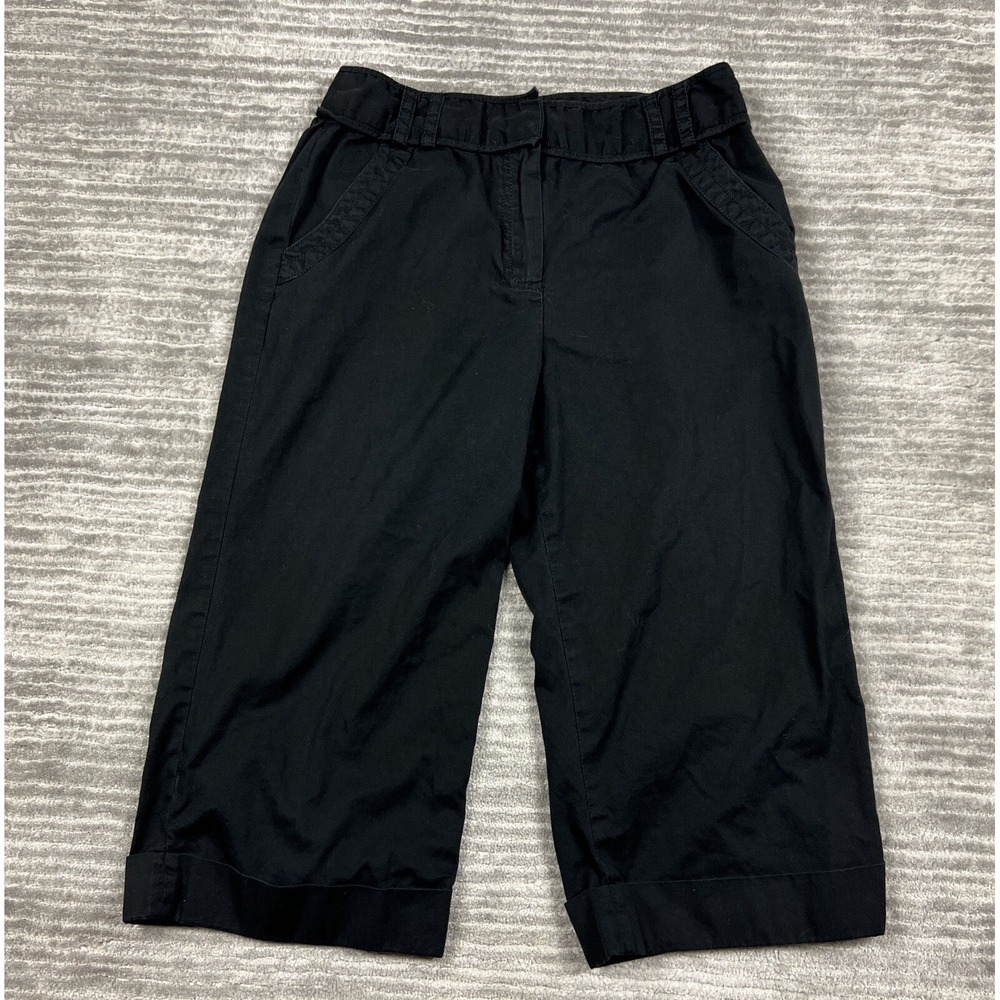 Larry Levine Pants Womens 8 Black 100% Cotton Capri Casual